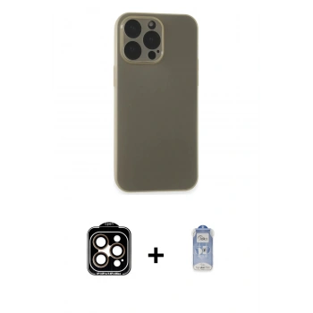 MARSİLYAN™- iPhone 15 Pro Max Kılıf Atlas Minimal Prime - Siyah Joko Magic 5D Cam + PVD Metal Kamera Lens - TU
