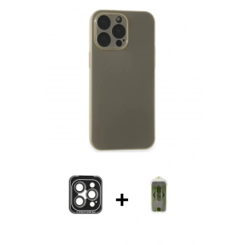 MARSİLYAN™- iPhone 15 Pro Max Kılıf Atlas Minimal Prime - Siyah Joko Magic 5D Hayalet Cam + PVD Metal Kamera Lens - GI