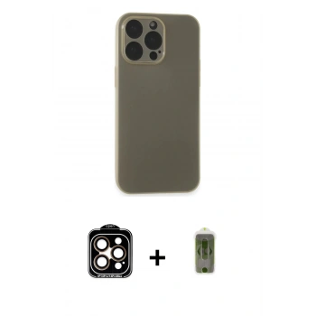 MARSİLYAN™- iPhone 15 Pro Max Kılıf Atlas Minimal Prime - Siyah Joko Magic 5D Hayalet Cam + PVD Metal Kamera Lens - TU