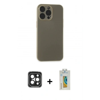 MARSİLYAN™- iPhone 15 Pro Max Kılıf Atlas Minimal Prime - Siyah Polymer Nano Ekran Koruyucu + PVD Metal Kamera Lens - SH