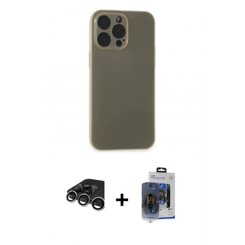 MARSİLYAN™- iPhone 15 Pro Max Kılıf Atlas Minimal Prime - Siyah Vanessa Magic Cam + Raze Metal Kamera Lens - GS