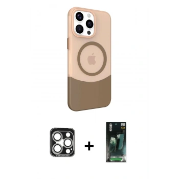 MARSİLYAN™- iPhone 15 Pro Max Kılıf Çekirdek Asil Özel Seri - Şeffaf 360 Full Body Arka Koruyucu + PVD Metal Kamera Lens - GS