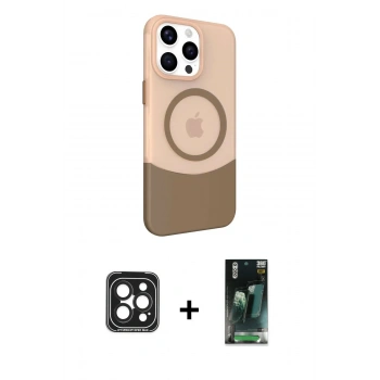 MARSİLYAN™- iPhone 15 Pro Max Kılıf Çekirdek Asil Özel Seri - Siyah 360 Mat Full Body Arka Koruyucu + PVD Metal Kamera Lens - SH