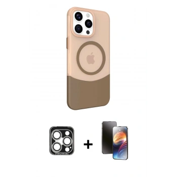 MARSİLYAN™- iPhone 15 Pro Max Kılıf Çekirdek Asil Özel Seri - Siyah 3D Antistatik Mat Seramik Nano Ekran Koruyucu + PVD Metal Kamera Lens - GS