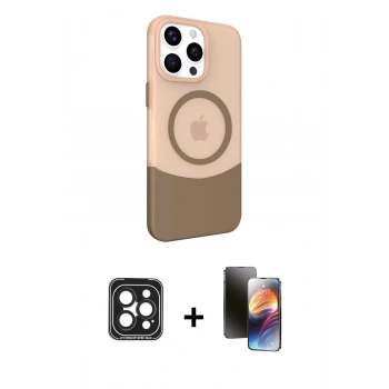 MARSİLYAN™- iPhone 15 Pro Max Kılıf Çekirdek Asil Özel Seri - Siyah 3D Antistatik Mat Seramik Nano Ekran Koruyucu + PVD Metal Kamera Lens - SH