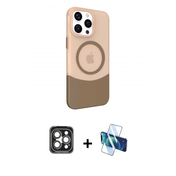 MARSİLYAN™- iPhone 15 Pro Max Kılıf Çekirdek Asil Özel Seri - Siyah 3D Antistatik Seramik Nano Ekran Koruyucu + PVD Metal Kamera Lens - GI