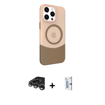 MARSİLYAN™- iPhone 15 Pro Max Kılıf Çekirdek Asil Özel Seri - Siyah Bilvis 0.18mm Plus Cam Ekran Koruyucu + Raze Metal Kamera Lens - GS
