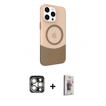 MARSİLYAN™- iPhone 15 Pro Max Kılıf Çekirdek Asil Özel Seri - Siyah Bilvis 3D Cam Ekran Koruyucu + PVD Metal Kamera Lens - GS