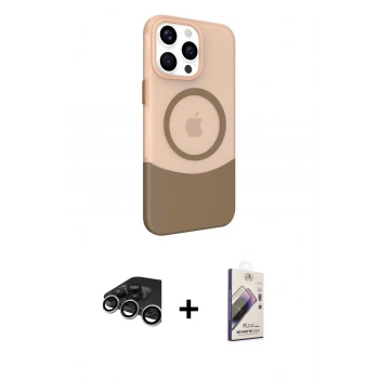MARSİLYAN™- iPhone 15 Pro Max Kılıf Çekirdek Asil Özel Seri - Siyah Bilvis 3D Mat Cam Ekran Koruyucu + Raze Metal Kamera Lens - GS
