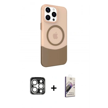 MARSİLYAN™- iPhone 15 Pro Max Kılıf Çekirdek Asil Özel Seri - Siyah Bilvis 3D Mat Cam Ekran Koruyucu + PVD Metal Kamera Lens - GS