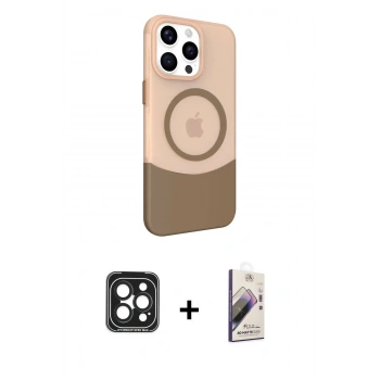 MARSİLYAN™- iPhone 15 Pro Max Kılıf Çekirdek Asil Özel Seri - Siyah Bilvis 3D Mat Cam Ekran Koruyucu + PVD Metal Kamera Lens - SH