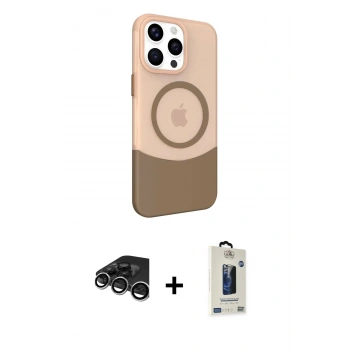 MARSİLYAN™- iPhone 15 Pro Max Kılıf Çekirdek Asil Özel Seri - Siyah Bilvis Hayalet Cam Ekran Koruyucu + Raze Metal Kamera Lens - GS
