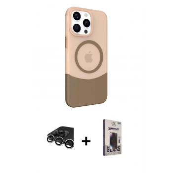MARSİLYAN™- iPhone 15 Pro Max Kılıf Çekirdek Asil Özel Seri - Siyah Bilvis Hayalet Cam Ekran Koruyucu + Raze Metal Kamera Lens - GS