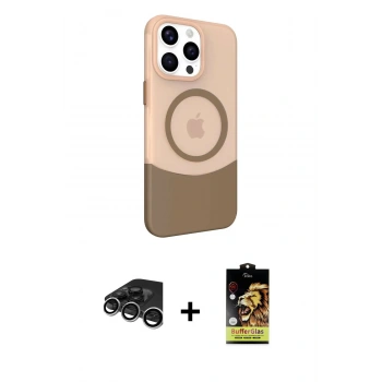 MARSİLYAN™- iPhone 15 Pro Max Kılıf Çekirdek Asil Özel Seri - Siyah Buffer Cam Ekran Koruyucu + Raze Metal Kamera Lens - GS