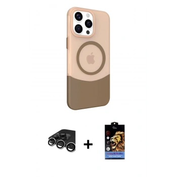 MARSİLYAN™- iPhone 15 Pro Max Kılıf Çekirdek Asil Özel Seri - Siyah Buffer Hayalet Cam Ekran Koruyucu + Raze Metal Kamera Lens - GS