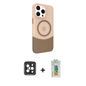 MARSİLYAN™- iPhone 15 Pro Max Kılıf Çekirdek Asil Özel Seri - Siyah Polymer Nano Ekran Koruyucu + PVD Metal Kamera Lens - SH