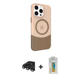 MARSİLYAN™- iPhone 15 Pro Max Kılıf Çekirdek Asil Özel Seri - Siyah Polymer Nano Ekran Koruyucu + Raze Metal Kamera Lens - TMGI