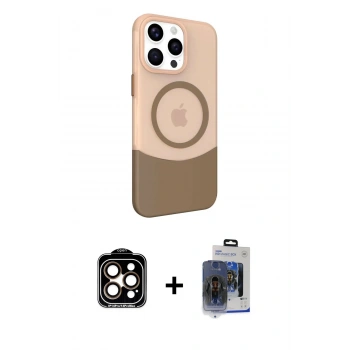 MARSİLYAN™- iPhone 15 Pro Max Kılıf Çekirdek Asil Özel Seri - Siyah Vanessa Magic Cam + PVD Metal Kamera Lens - TU
