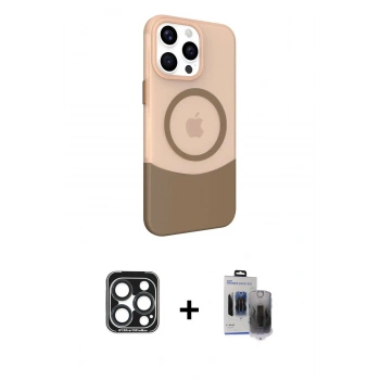 MARSİLYAN™- iPhone 15 Pro Max Kılıf Çekirdek Asil Özel Seri - Siyah Vanessa Magic Hayalet Cam + PVD Metal Kamera Lens - LT