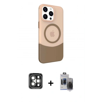 MARSİLYAN™- iPhone 15 Pro Max Kılıf Çekirdek Asil Özel Seri - Siyah Vanessa Magic Hayalet Cam + PVD Metal Kamera Lens - GI