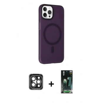 MARSİLYAN™- iPhone 15 Pro Max Kılıf Çekirdek Modern Prime - Şeffaf 360 Full Body Arka Koruyucu + PVD Metal Kamera Lens - GI