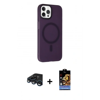 MARSİLYAN™- iPhone 15 Pro Max Kılıf Çekirdek Modern Prime - Siyah Buffer Hayalet Cam Ekran Koruyucu + Raze Metal Kamera Lens - LT