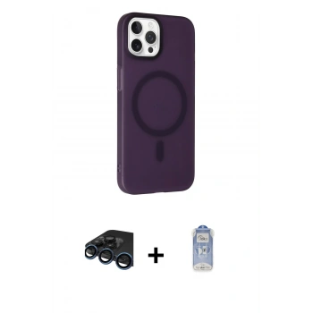 MARSİLYAN™- iPhone 15 Pro Max Kılıf Çekirdek Modern Prime - Siyah Joko Magic 5D Cam + Raze Metal Kamera Lens - LT