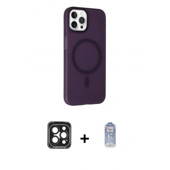 MARSİLYAN™- iPhone 15 Pro Max Kılıf Çekirdek Modern Prime - Siyah Joko Magic 5D Cam + PVD Metal Kamera Lens - SH