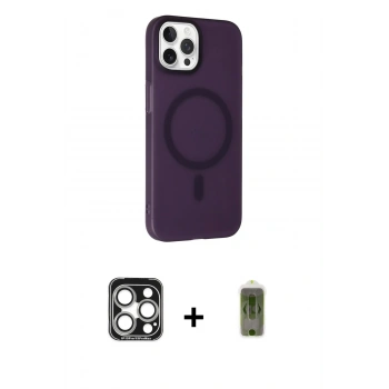 MARSİLYAN™- iPhone 15 Pro Max Kılıf Çekirdek Modern Prime - Siyah Joko Magic 5D Hayalet Cam + PVD Metal Kamera Lens - GS