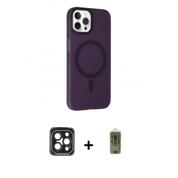 MARSİLYAN™- iPhone 15 Pro Max Kılıf Çekirdek Modern Prime - Siyah Joko Magic 5D Hayalet Cam + PVD Metal Kamera Lens - SH