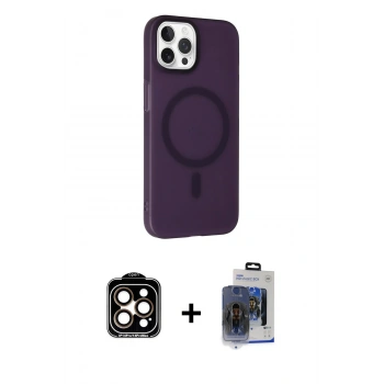 MARSİLYAN™- iPhone 15 Pro Max Kılıf Çekirdek Modern Prime - Siyah Vanessa Magic Cam + PVD Metal Kamera Lens - TU