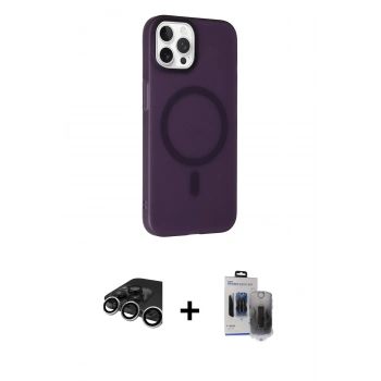 MARSİLYAN™- iPhone 15 Pro Max Kılıf Çekirdek Modern Prime - Siyah Vanessa Magic Hayalet Cam + Raze Metal Kamera Lens - GS