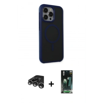 MARSİLYAN™- iPhone 15 Pro Max Kılıf Çekirdek Yansıma Prime - Şeffaf 360 Full Body Arka Koruyucu + Raze Metal Kamera Lens - GS