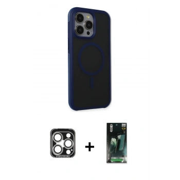 MARSİLYAN™- iPhone 15 Pro Max Kılıf Çekirdek Yansıma Prime - Şeffaf 360 Full Body Arka Koruyucu + PVD Metal Kamera Lens - GS