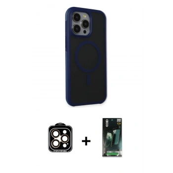 MARSİLYAN™- iPhone 15 Pro Max Kılıf Çekirdek Yansıma Prime - Şeffaf 360 Full Body Arka Koruyucu + PVD Metal Kamera Lens - TU