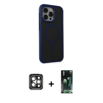 MARSİLYAN™- iPhone 15 Pro Max Kılıf Çekirdek Yansıma Prime - Siyah 360 Mat Full Body Arka Koruyucu + PVD Metal Kamera Lens - GI