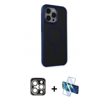 MARSİLYAN™- iPhone 15 Pro Max Kılıf Çekirdek Yansıma Prime - Siyah 3D Antistatik Seramik Nano Ekran Koruyucu + PVD Metal Kamera Lens - GS