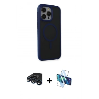 MARSİLYAN™- iPhone 15 Pro Max Kılıf Çekirdek Yansıma Prime - Siyah 3D Antistatik Seramik Nano Ekran Koruyucu + Raze Metal Kamera Lens - LT