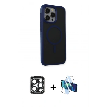 MARSİLYAN™- iPhone 15 Pro Max Kılıf Çekirdek Yansıma Prime - Siyah 3D Antistatik Seramik Nano Ekran Koruyucu + PVD Metal Kamera Lens - LT