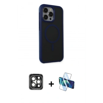 MARSİLYAN™- iPhone 15 Pro Max Kılıf Çekirdek Yansıma Prime - Siyah 3D Antistatik Seramik Nano Ekran Koruyucu + PVD Metal Kamera Lens - GI