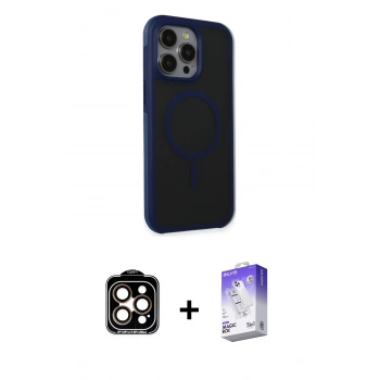 MARSİLYAN™- iPhone 15 Pro Max Kılıf Çekirdek Yansıma Prime - Siyah Bilvis 5in1 3D Magic Cam Ekran Koruyucu + PVD Metal Kamera Lens - TU