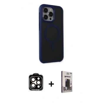 MARSİLYAN™- iPhone 15 Pro Max Kılıf Çekirdek Yansıma Prime - Siyah Bilvis Hayalet Cam Ekran Koruyucu + PVD Metal Kamera Lens - TU