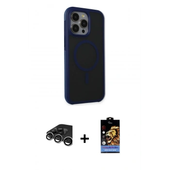 MARSİLYAN™- iPhone 15 Pro Max Kılıf Çekirdek Yansıma Prime - Siyah Buffer Hayalet Cam Ekran Koruyucu + Raze Metal Kamera Lens - GS