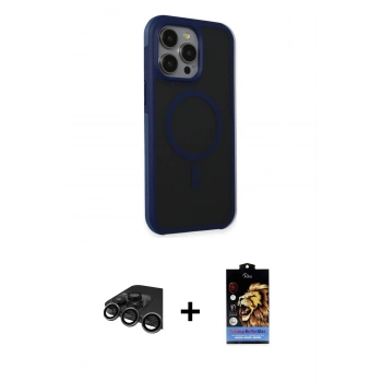 MARSİLYAN™- iPhone 15 Pro Max Kılıf Çekirdek Yansıma Prime - Siyah Buffer Hayalet Cam Ekran Koruyucu + Raze Metal Kamera Lens - TMGI