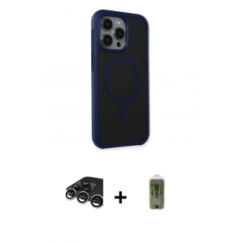 MARSİLYAN™- iPhone 15 Pro Max Kılıf Çekirdek Yansıma Prime - Siyah Joko Magic 5D Hayalet Cam + Raze Metal Kamera Lens - GS