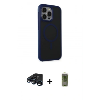 MARSİLYAN™- iPhone 15 Pro Max Kılıf Çekirdek Yansıma Prime - Siyah Joko Magic 5D Hayalet Cam + Raze Metal Kamera Lens - LT