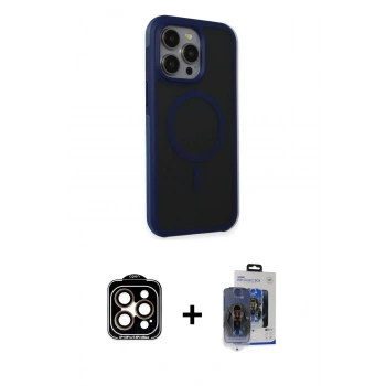 MARSİLYAN™- iPhone 15 Pro Max Kılıf Çekirdek Yansıma Prime - Siyah Vanessa Magic Cam + PVD Metal Kamera Lens - TU