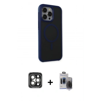 MARSİLYAN™- iPhone 15 Pro Max Kılıf Çekirdek Yansıma Prime - Siyah Vanessa Magic Hayalet Cam + PVD Metal Kamera Lens - GI