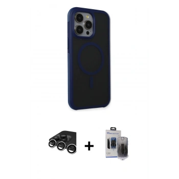 MARSİLYAN™- iPhone 15 Pro Max Kılıf Çekirdek Yansıma Prime - Siyah Vanessa Magic Hayalet Cam + Raze Metal Kamera Lens - GS