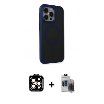 MARSİLYAN™- iPhone 15 Pro Max Kılıf Çekirdek Yansıma Prime - Siyah Vanessa Magic Hayalet Cam + PVD Metal Kamera Lens - TU